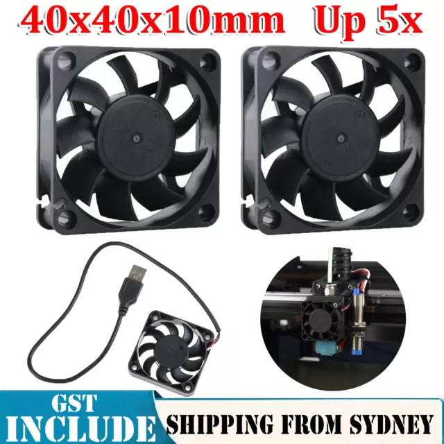 1-5x USB Cooling Fan 40x40x10mm DC 5V Brushless CPU Computer Laptop Cooler Fan