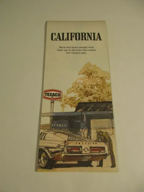 Vintage 1971 Texaco California State Highway Gas Station Travel Road Map-Box Z