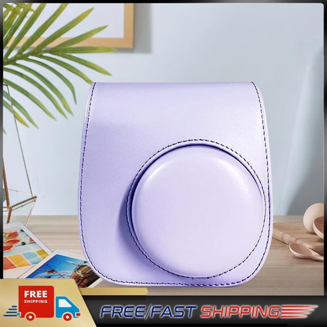 Instant Camera Bags PU Leather for Fujifilm Instax Mini 12/11/9/8 (Purple)