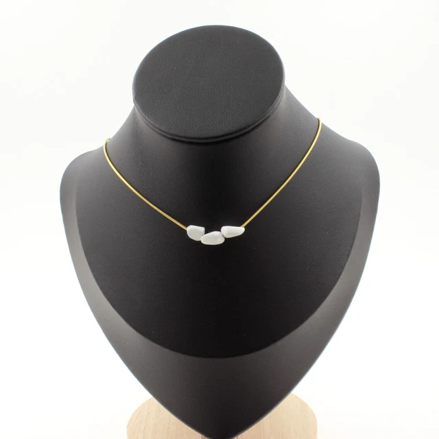 Collier Femme Perles Chrysocolle Des USA – Chaîne Acier Inoxydable – Neuf Avec étiquettes
