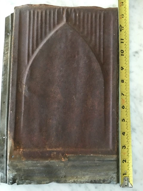 Antique Pressed Tin Metal Reclaimed Wall Roof Ceiling Tiles 9 X 14 Red 5