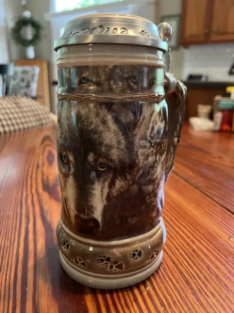 Anheuser Busch  "Wolf" Call of the Wild -  Lidded Stein - Limited Edition