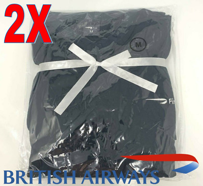 2 x British Airways BA First Class Cabin Pyjamas Sleeper Suit 100% Cotton MEDIUM