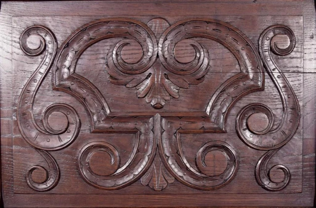 *Large Gothic Carved Architectural Door Panel in Solid Oak Wood with Iron 5