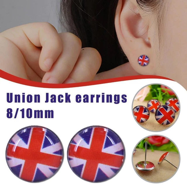 Orecchini a borchie orecchino Union Jack bandiera Regno Unito Inghilterra rotondi uomo borchie regalo donna fantastici V0