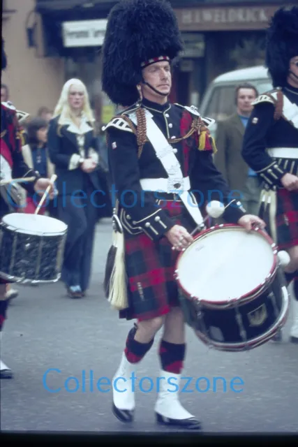 35mm Slide 1970's Doncaster Miners Rally Parade Scottish Pipe  Band Drummer