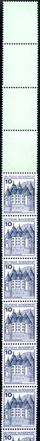 Bund B/Schlösser Letterset 10 Pf Rollenende 11+4 LF-Farbe gelbtürkis MiNr 913AII