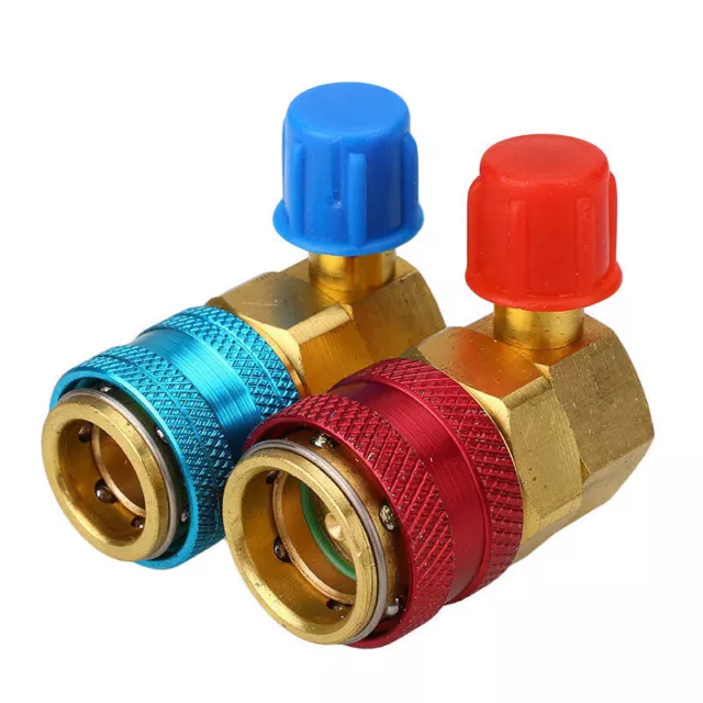 2PCS R134a Car Air Condition Quick Connector A/C Gauge High Low Coupler Adapter