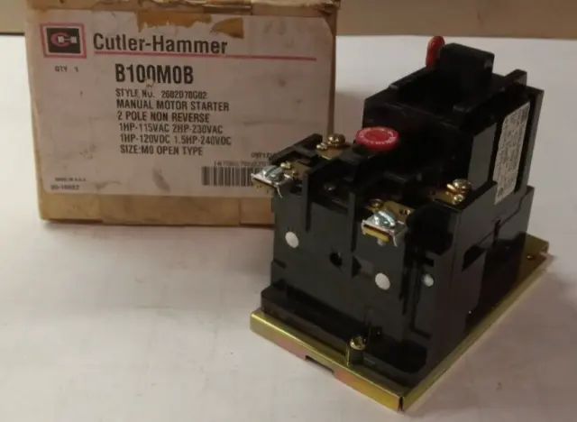 Cutler Hammer B100-3 Manual Motor Starter Phase Size M -M1 Cat No. B100M1CX