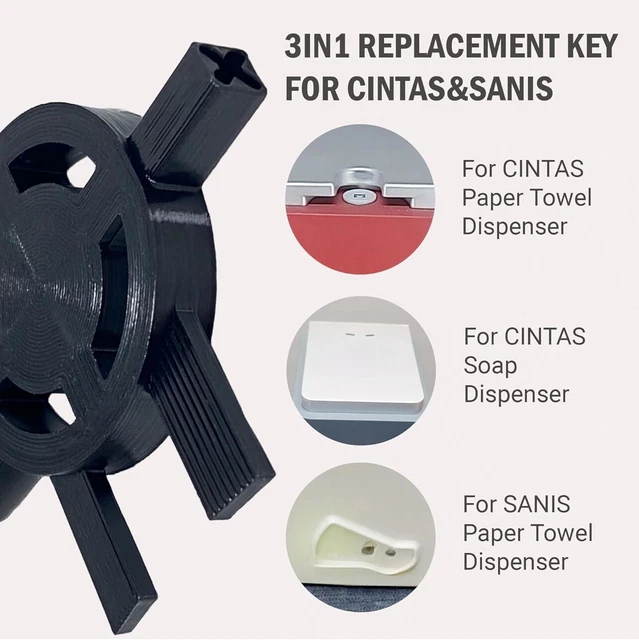 ASI E114 Dispenser Key 10 Pack – Replacement For Toilet Paper, Paper Towel, And Soap Dispensers