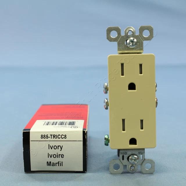 P&S Ivory Tamper Resistant Decorator Receptacle Outlet 5-15R 15A 125V 885TR-ICC8