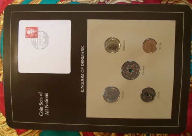 Coin Sets of All Nations Denmark w/card 1988-1990 UNC 10 Kroner 1989 5 Kroner 90