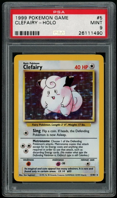 Pokemon Card Clefairy Holo Psa 9 Base Set Wotc - Jungle fossil Rocket gym