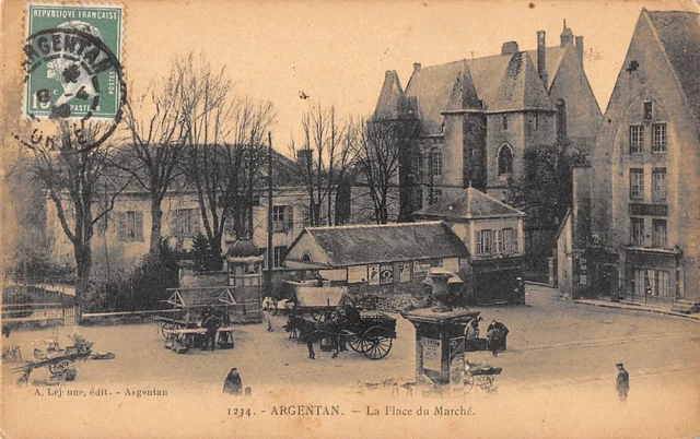 Cpa 61 Argentan La Place Du Marche