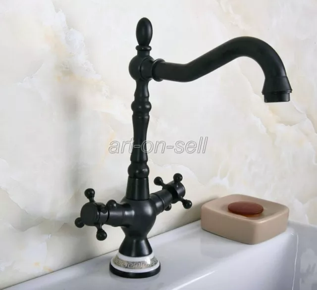 Oil Rubbed Brass Dual Handle Kitchen Bathroom Sink Faucet Mixer Tap Swivel Spout
