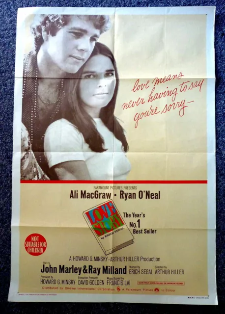 LOVE STORY Original 1970 Australian One Sheet Movie Poster Ali MacGraw