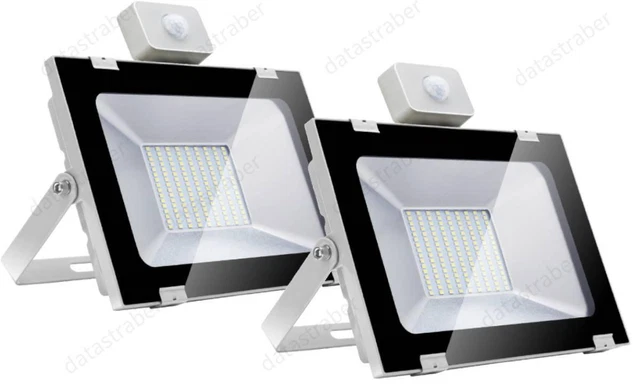 2xLED Fluter mit Bewegungsmelder 100W Flutlicht Außen Strahler Scheinwerfer IP65
