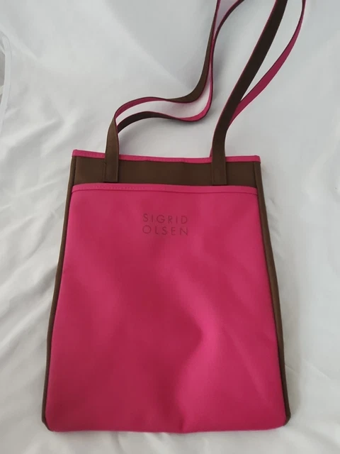 Sigrid Olsen Pink & Brown 2 Handle Tote Purse EUC