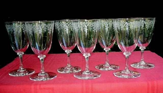 Baccarat Comtesse De Paris Wine Glasses Verres A Vin Cristal Gravé Fleurs 19Eme