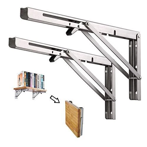 DOMI PRO Étagère Murale Pliante de 500 mm 2 Pièces Support Console Pliable En...