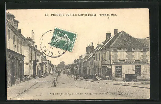 CPA Ressons-sur-le-Matz, Grande-Rue, vue de la rue 1909