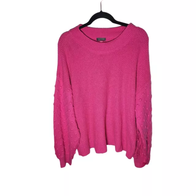 Vince Camuto Womens Pink Bobble Stitch Mock Neck Bishop Sleeve Sweater Size XXL