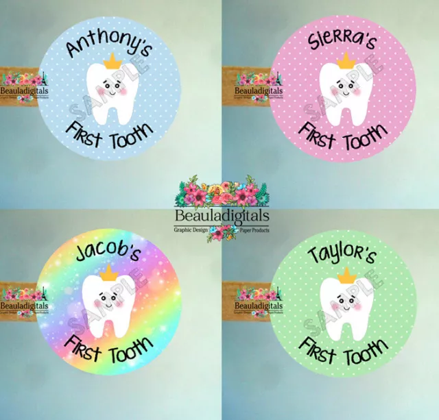 First Tooth Baby Personalised Stickers - First Tooth Labels  40mm/50mm