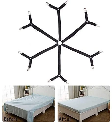 6 Sides Bed Sheet Clips,Sheet Fasteners Adjustable Elastic Sheet Strap...