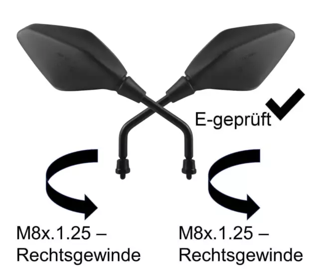 Spiegel SET Spiegelset für Roller Scooter Moped M8 Gewinde beidseitig rechts