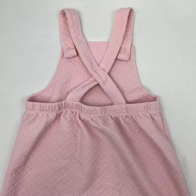 Guess Kids Girls Overall Jumper Dress Pink Quilted Knee Length Square Neck 6X 3