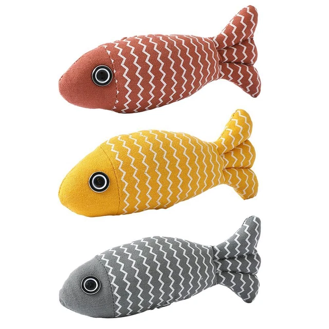 Artificial Plush Fish Toy Interactive Training Catnip Toy Cat Supplies (Coffee)