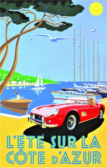 Ferrari Gto Let Sur La Cote DAzur Retro Art High-Quality 22inx17in Art Poster