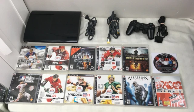 SONY PLAYSTATION 3 PS3 Super Slim 250GB CECH 4001B 12 Games