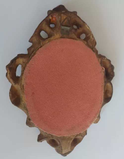 PETIT MIROIR ITALIEN PRECIEUX EN BOIS SCULPTE AJOURE DORE DE STYLE H 19 cm XXème 3