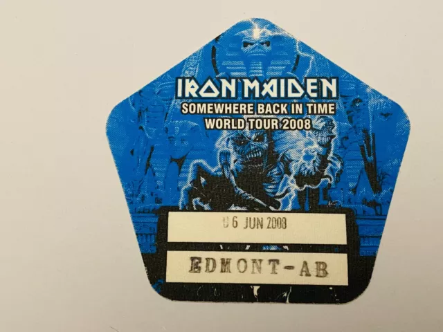 Iron Maiden Rare Official 2008 Somewhere Back in Time World Tour Back Stage Pass