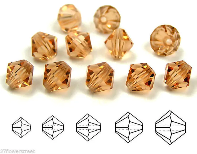 Czech Bicone Crystal Beads Light Peach color Rondelle Diamond