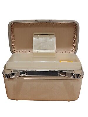 VTG Samsonite Silhouette Ivory White Cream Train Makeup Hard Case Luggage EUC!!