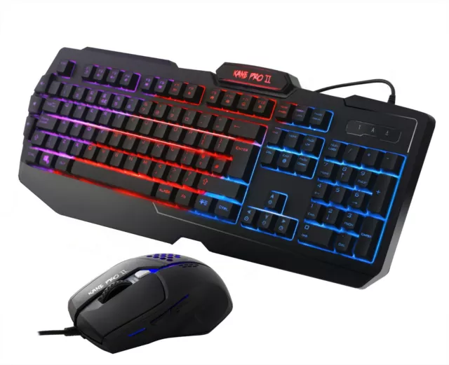 Gaming Keyboard And Mouse Set Bundle USB  3 Color LED For PC Laptop Xbox One PS4
