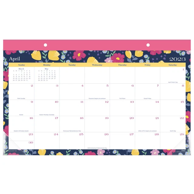 MEAD CAPRICE ACADEMIC 20232024 Monthly Desk Pad Calendar Purple Floral