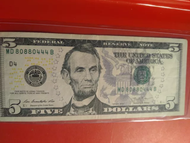 2013-MD 808880444 B Trinary Five Dollar Bill