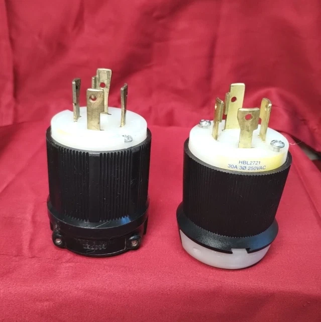 Hubble 30A 250V 4 Wire Twist Lock Male Lot Of 2 Electrical Wiring