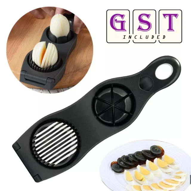 2 in 1 Egg Cutter Stainless Steel Cutting Egg Slicer Slicing Gadgets Kitchen AU