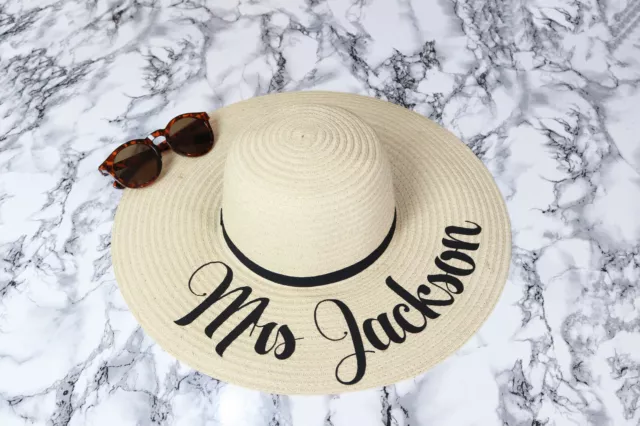 Personalised sun hat, Honeymoon sun hat, Bride beach hat, Straw hat, Beach wear