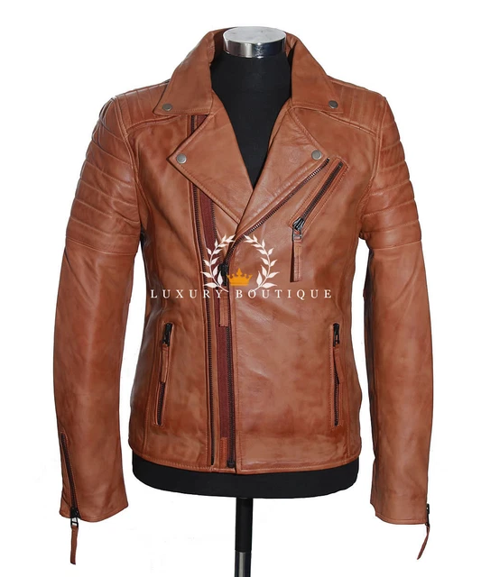 Wolverine Tan Men's Movie Designer Real Quilted Lambskin Leather Fashion Jacket