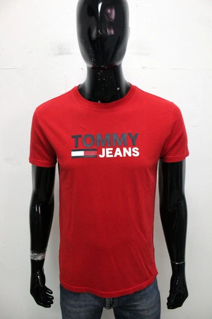 Tommy Hilfiger Maglia Uomo Taglia S T-Shirt Cotone Maglietta Rossa Manica Corta