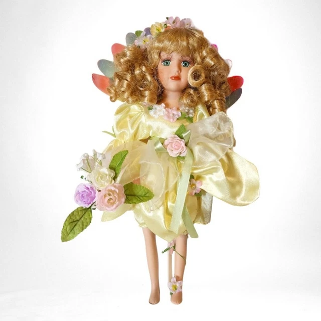 Heritage Signature Collection Porcelain Fairy Doll with Fiber Optic Feathers