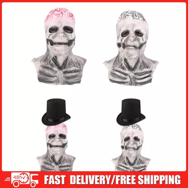 Halloween Skeleton Mask Death Horror Headgear Realistic Latex Movable Jaw