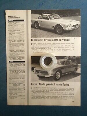 ISO RIVOLTA GT BERTONE 1962 Rara Pubblicità’ MASERATI 3500 GTI S  VIGNALE 