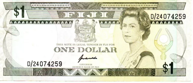 1993 Fiji 1 Dollar Bank Note P 89 Queen Elizabeth II as pictured D/24074259