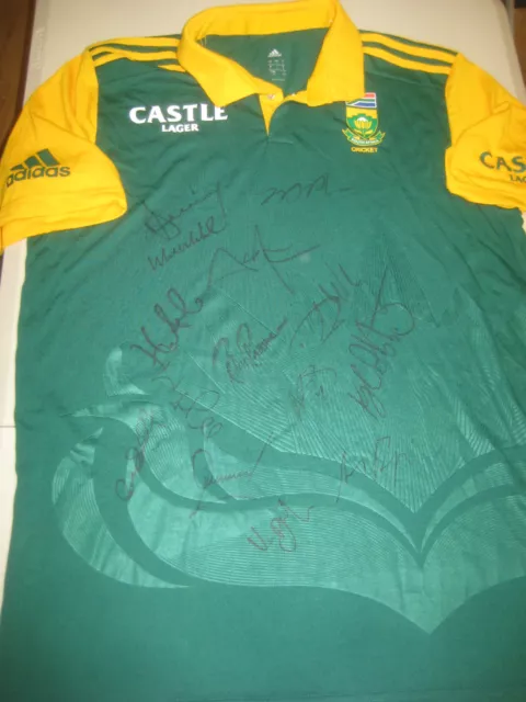 South Africa Team Signed World Cup Cricket Shirt Unframed + Photo Proof C.o.a